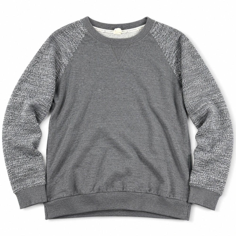 Roxy Womens Gray Raglan Sleeve Crew Neck Sweatshirt Embroidered Logo XS